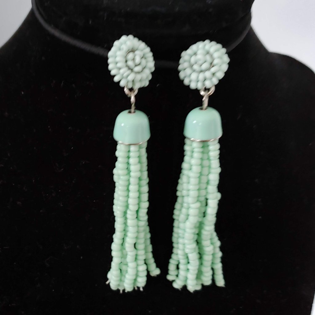 Beautiful Teal Beaded Boho Earrings 14$